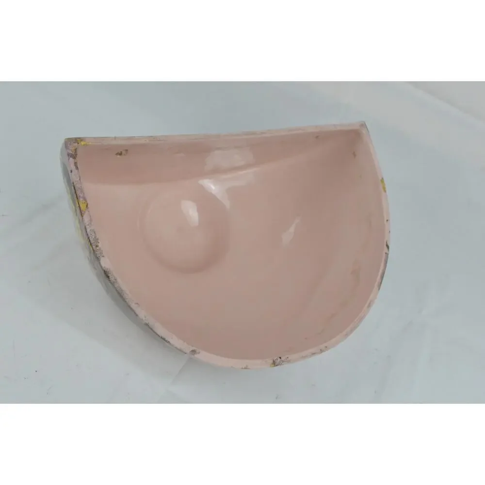 Vintage Charleton Ceramic Wall Pocket Planter Faux Marble Finish Pink